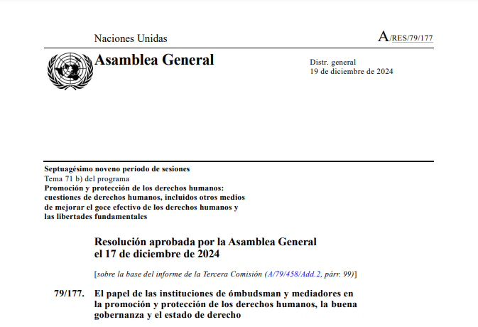 Resolución 79/177 aprobada por la Asamblea General